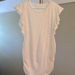 White Ruffle Sleeve Maternity Top